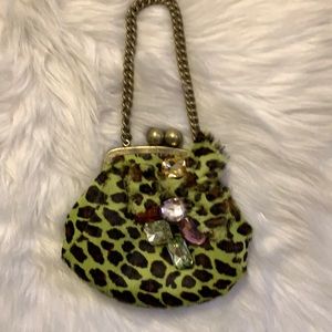 Betsey Johnson Leopard Calf Hair Clutch